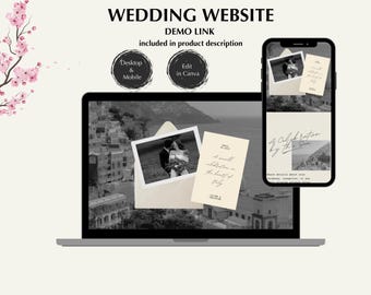 Old Money Wedding Website Template Destination Wedding Canva Website with RSVP Digital Wedding Invitation Save The Date Website Wedding