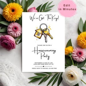 Housewarming Invitation Editable New Home Party Template Digital Download Modern Printable Keys Design House Party Invite