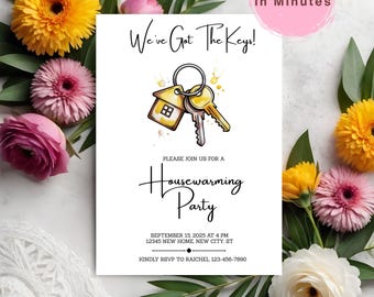 Housewarming Invitation Editable New Home Party Template Digital Download Modern Printable Keys Design House Party Invite