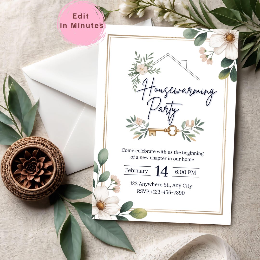 Editable Housewarming Invitation, Housewarming Party Invite, Modern ...