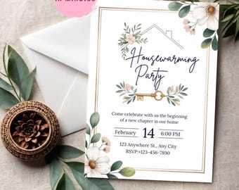 Editable Housewarming Invitation, Housewarming Party Invite, Modern Minimalistic, Home Sweet Home, New Home Card, Printable Template