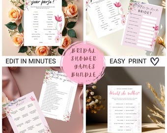 Wildflower Bridal Shower Games Template: Boho Floral Bundle Design (Digital Download)
