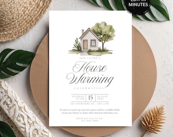 Housewarming Party Invitation, Editable Home Sweet Home Boho Invitation, Modern Minimalistic Housewarming Party Invitation