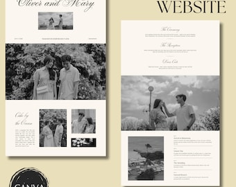 Elegante Hochzeitswebsite, Canva Hochzeit Webeinladung Neutral Black & Ivory Minimale Hochzeitswebsite