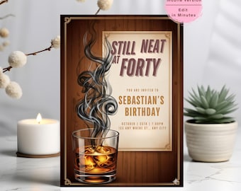 Whiskey & Cigar Themed Birthday Invitation | Aged to Perfection | Surprise Male Birthday | 30th, 40th, 50th, 60th | Phone Digital Invite