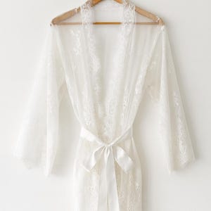 Lace Robe, White Lace Robe, Women Kimono Bridal Robe, Wedding Party Robe ,Bridal Party, Valentines Gift, Ladies Robe, Gift For Her, Robe