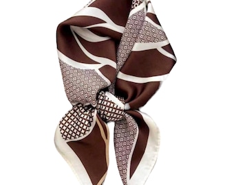 Elegant Silk Scarf, Luxury Square Neck Accessories, Satin Square Scarf,