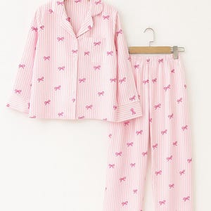 Pink Pyjamas, Bridesmaids Bridal Party, Pink Striped Pjs, Wedding Pyjama Set, Bride and Bridal Squad, Silky Soft Blush, Pink Pajamas