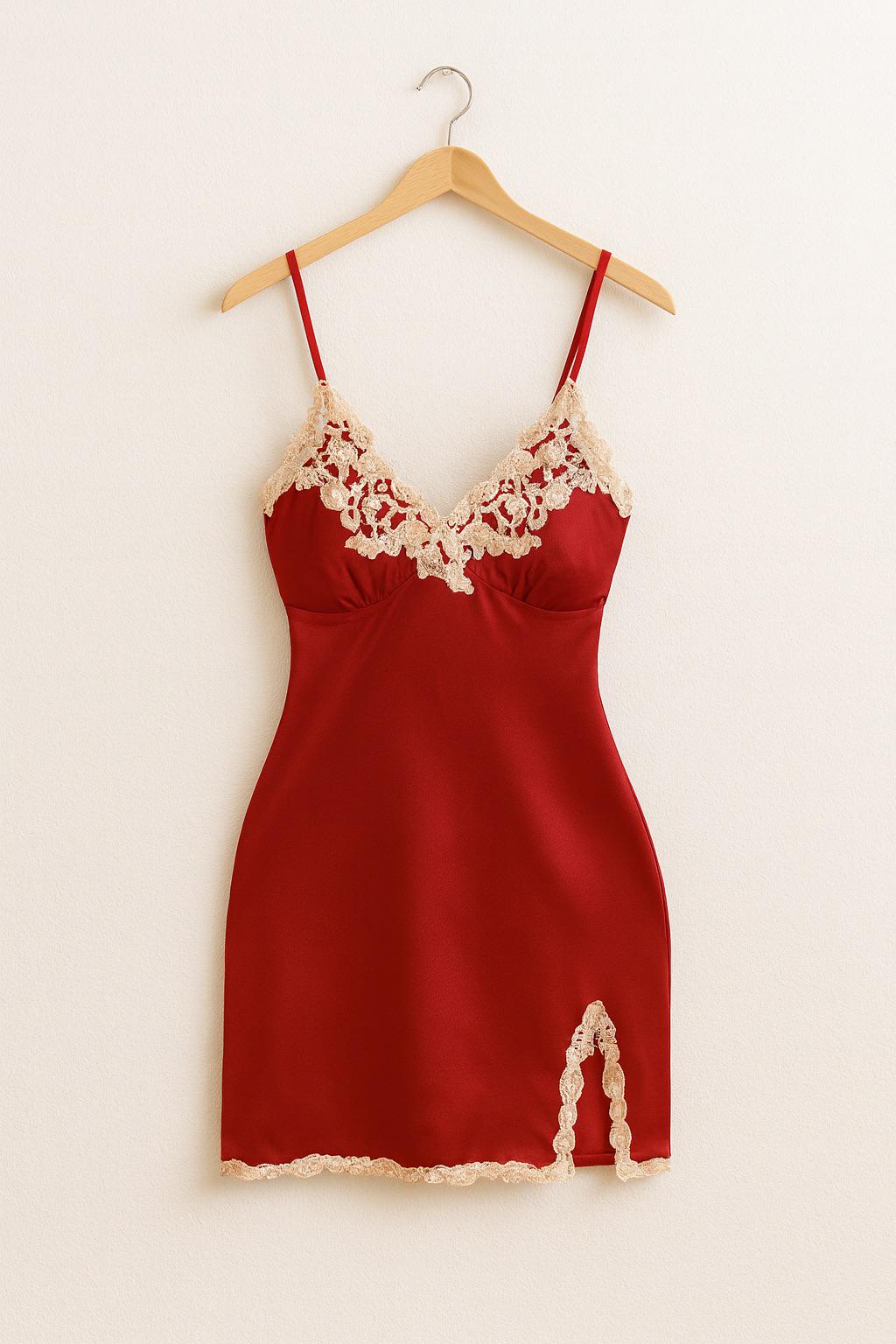 open lace back dress Lise Charmel 'Splendeur Soie' Red Silk Chemise / Night Dress  Sandra Dee