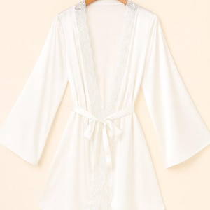 Wedding Dressing Gown, Bridal Robe, Robes, Satin Robe, White Bridal Robe, Bridal Robe, Party Bridesmaids, Wedding Robes Bride, Satin PJs