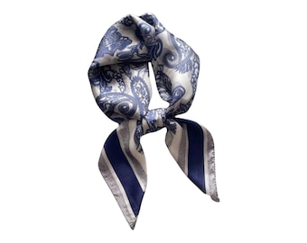 Quadratischer Satin-Seidenschal, bedruckter Satin-Schal, Boho-Frauenschal, leichte, seidige Bandana-Wrap, Kopfbedeckung, stylische Kopfverpackung für Frauen