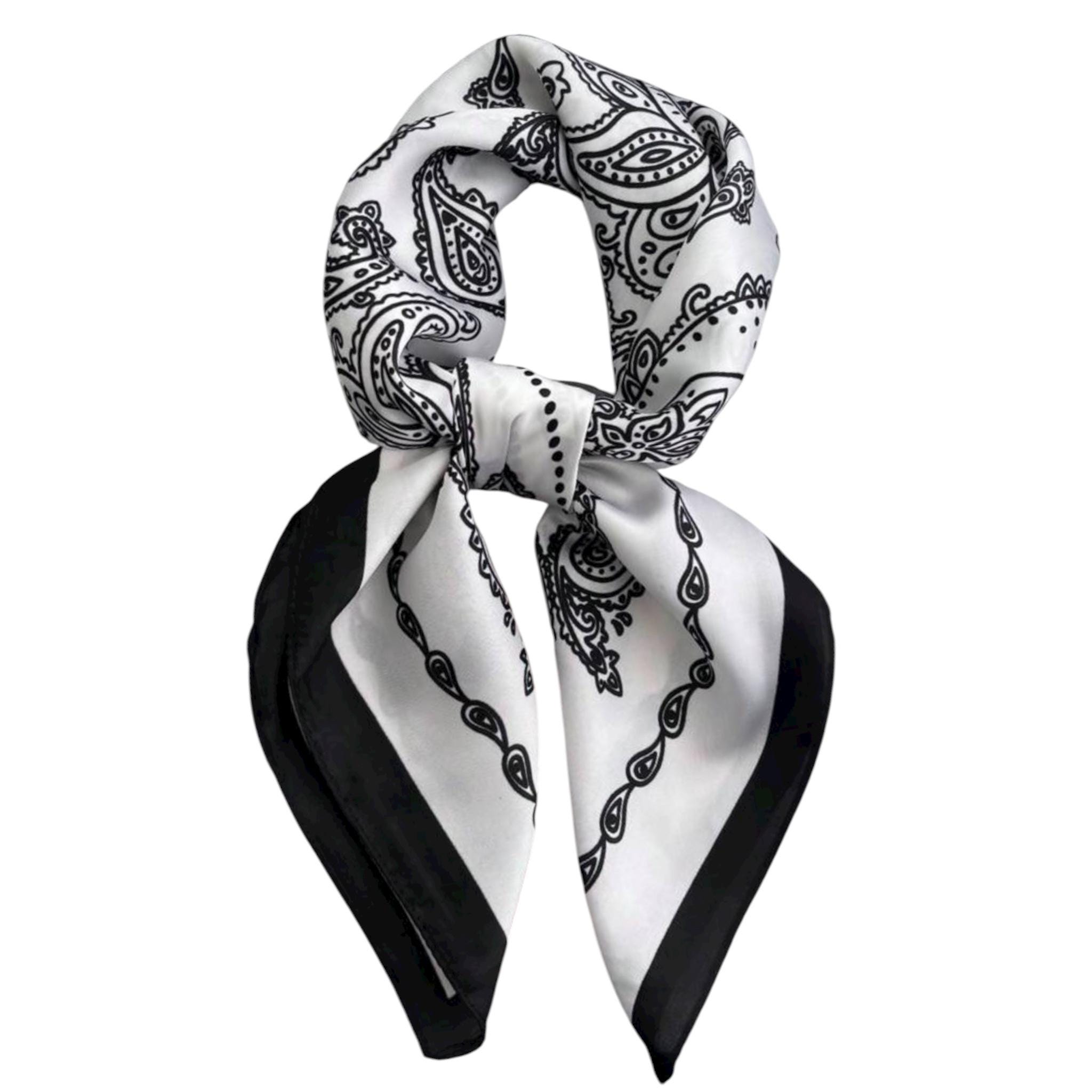 Black and White Geometric Silk Scarf, Luxury Neck Accessory - Etsy
