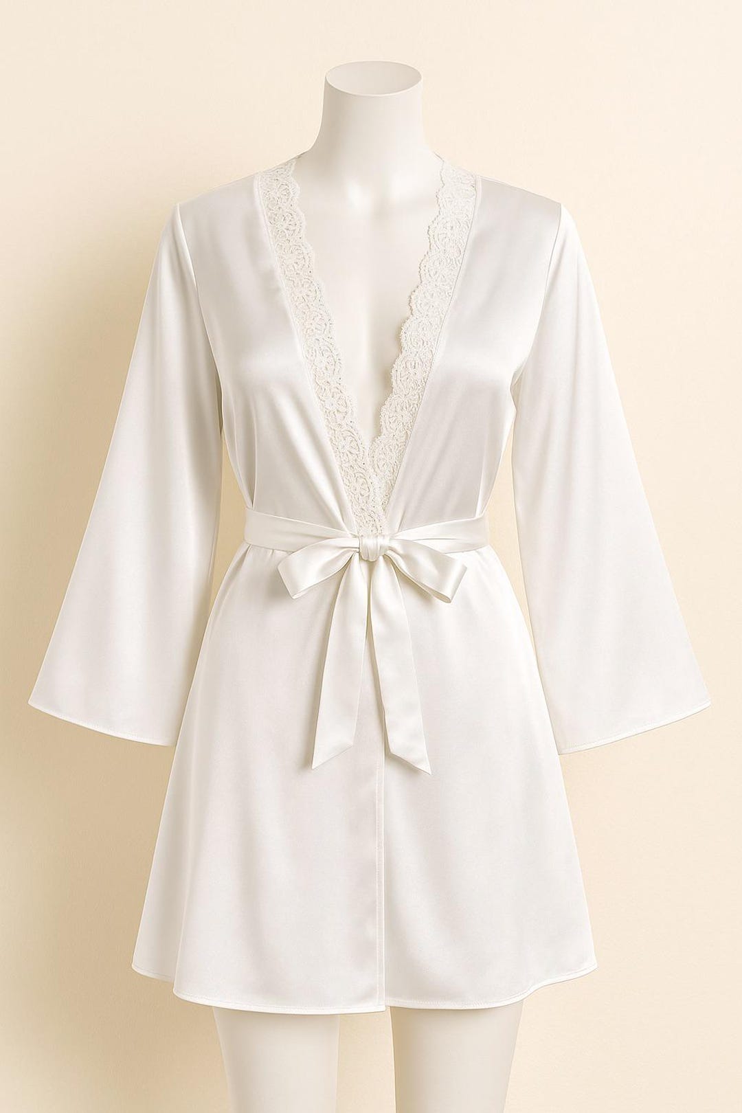 White Robe Party Wedding Dressing Gown, Bridal Robe, Robes, Silk Robe, White Bridal Robe ...