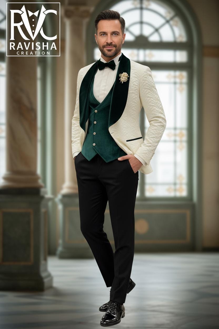 Emerald Green Men's Microfiber Vest Waistcoat With Straight Cut Bow Tie – Suit/Tuxedo Wedding