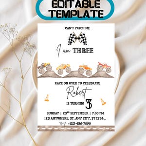 Monster Truck Birthday Invitation: Printable Party Invite (Digital Download 5x7in Template)