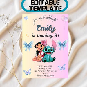Lilo & Stitch Birthday Invitation: Editable Hawaiian Party Invite (Digital Download)