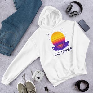 Retro 8-Bit Forever Unisex Hoodie – Cozy Pixel Art Gaming Hoodie for Gamers, Geek Gift, Retro Arcade & Video Game Lovers Pullover