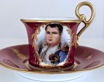 Vintage Napoleon Portrait Porcelain Tea Cup and Saucer