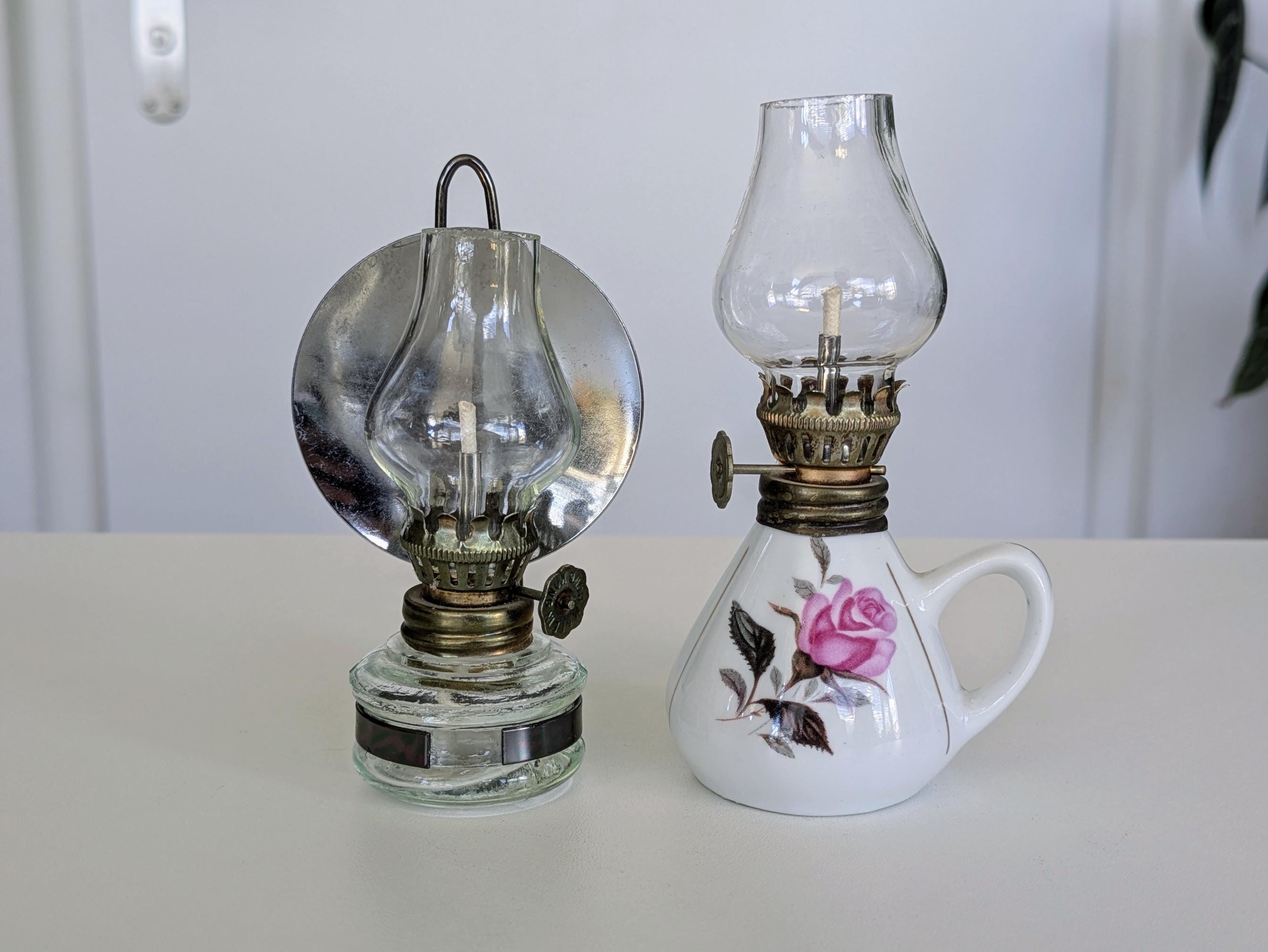 Vintage Porcelain Oil Lamp - Etsy