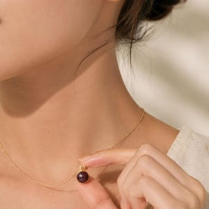 Purple Star Ruby Pendant Necklace, 18K Gold Plated Round Charm,  Jump Ring Bail Necklace Charm, Minimal Gemstone Jewelry
