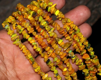 Chapelet de perles d'opale jaune d'Éthiopie naturelle, fournitures de fabrication de bijoux en pierres précieuses non coupées