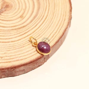 14k Gold Stern Rubin Anhänger, natürliche runde Cabochon Rubin Halskette, Chakra Heilung Edelstein Schmuck, zertifizierter Rubin Anhänger, einzigartiges Geschenk für sie