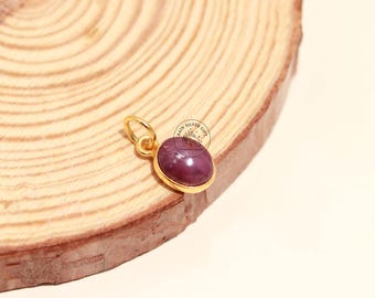 Pendentif rubis étoilé en or 14 carats, collier rond naturel en rubis cabochon, bijoux en pierres précieuses de guérison pour le chakra, breloque en rubis certifié, cadeau unique pour elle
