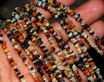 Chapelet de perles d'opale d'Éthiopie, pépites d'opale de feu naturelle, accessoires pour bijoux