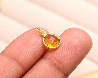 Pendentif à breloque citrine en argent sterling plaqué or 18 carats, collier avec pierres précieuses jaunes