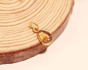 Pendentif en forme de larme en citrine naturelle | Pendentif avec lunette en plaqué or 18 carats | de collier en forme de poire avec citrine | Pierre de naissance de novembre