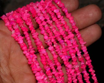 Chapelet de perles d'opale d'Éthiopie rose | Chips flashy Welo, accessoires pour la fabrication de bijoux en pierres précieuses
