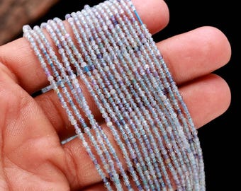 Perles rondes facettées en fluorite opaque - Fil de fabrication de bijoux en pierres précieuses naturelles