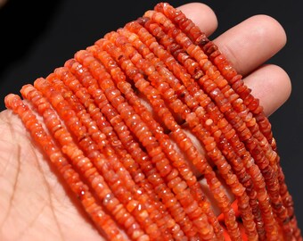 Perles rondelles en cornaline naturelle, brins d'espacement pour pneus de 13 pouces, fournitures pour bijoux en pierres précieuses