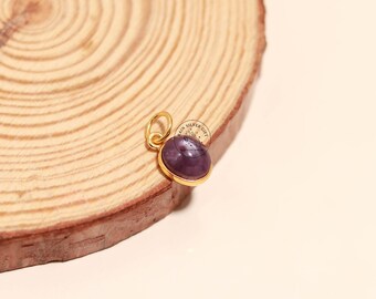 Pendentif à breloques rubis étoilé en plaqué or 18 carats, breloque ovale en rubis véritable pour la fabrication de colliers, fourniture de bijoux délicats en pierres précieuses rouges, breloque céleste