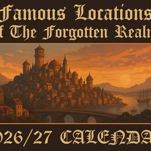 Forgotten Realms Famous Locations Fantasy Maps Calendar 2026/27 Rolling | D&D Wall Calendar