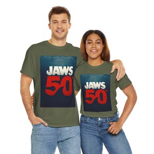 Jaws 50th Anniversary Tee: Vintage Movie Poster Unisex Shirt