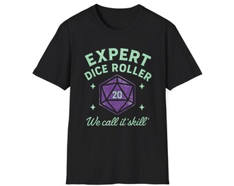 Expert Dice Roller D20 T-Shirt: Funny Gamer RPG Tee