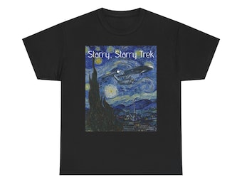 Camiseta Starry Starry Trek / Mashup inspirado en Star Trek de La noche estrellada de Van Gogh / Parodia divertida de arte de ciencia ficción de la SS Enterprise