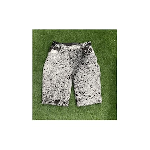 Men&#39;s Handmade Natural Leather Shorts Genuine Soft Cowhide Causal Wear Shorts Pant, Men Natural Hair-On Cow Skin\Cow skin Coat Animal Print,