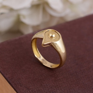 Drop Shape Brass Ring, Handmade Boho Minimalist Jewelry, Unique Solid Brass Band, Adjustable Statement Ring for Women and Men