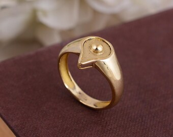 Drop Shape Brass Ring, Handmade Boho Minimalist Jewelry, Unique Solid Brass Band, Adjustable Statement Ring for Women and Men