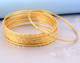 Textured Brass Bangles, Gold Bangle Set, Handmade Stackable Bracelets, Boho Festival Jewelry, Ethnic Wedding Bangles, Gift for Her