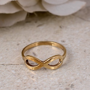 Brass Infinity Ring – Adjustable Handmade Symbol of Eternity Jewelry, Solid Brass Minimalist Ring, Boho Gift for Her or Him, Promise Ring