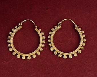 Brass Hoop Earrings – Handmade Boho Tribal Statement Jewelry