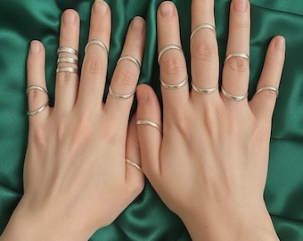 Minimalist Brass Stackable Rings Set | Adjustable Midi & Knuckle Rings | Simple Boho Everyday Jewelry | Handmade Artisan Ring Set