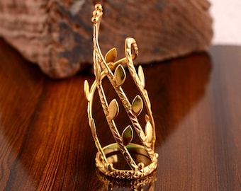 Handmade Brass Leaf Vine Ring | Adjustable Nature Inspired Jewelry | Boho Festival Statement Ring | Unique Botanical Brass Gift for Her