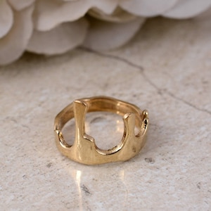 Brass Double Heart Ring – Adjustable Open Heart Jewelry, Minimalist Love Ring for Women, Handmade Boho Valentine’s Day Gift for Her