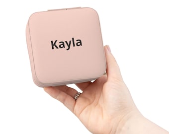 Personalized Name Jewelry Travel Case | Compact Travel Jewelry Organizer, Ring & Earring Storage