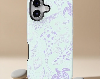 Whale Shark Design, pastel Ocean Life-telefoonhoesje, iPhone 17 16 15 14 13 12 Pro Mini Max-hoesje, Samsung S25 S24 S23 S22 S21 S20 FE Plus Ultra