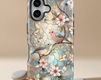 Bloemen vogel telefoonhoesje Bloemen vogel telefoonhoes voor iPhone 17 16 15 14 13 12 11 Pro Mini Max, Samsung Galaxy S25 S24 S23 S22 S21 S20 Ultra